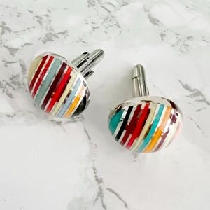 Paul Smith Round Multicolor Stripe Dome Cuff Links